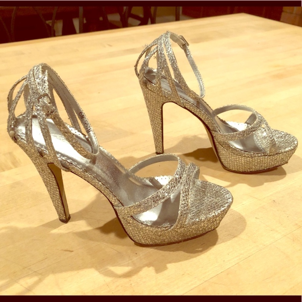Silver strappy heels